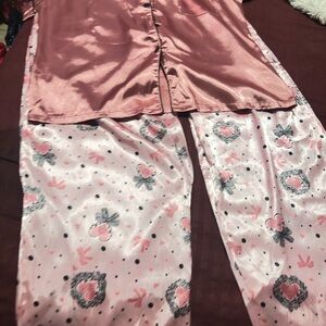 Pink Heart Pattern Pajama Set